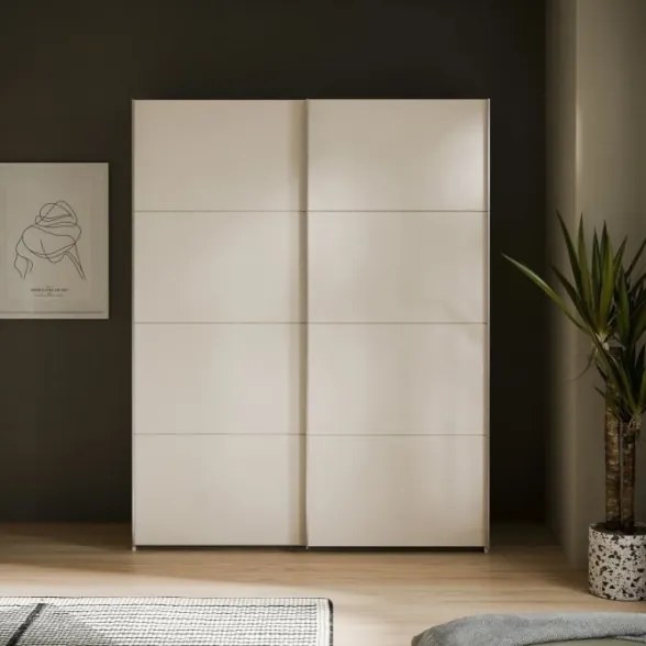 Armadio Guardaroba 2 Ante Scorrevoli Con Barra Appendiabiti Sofi Beige