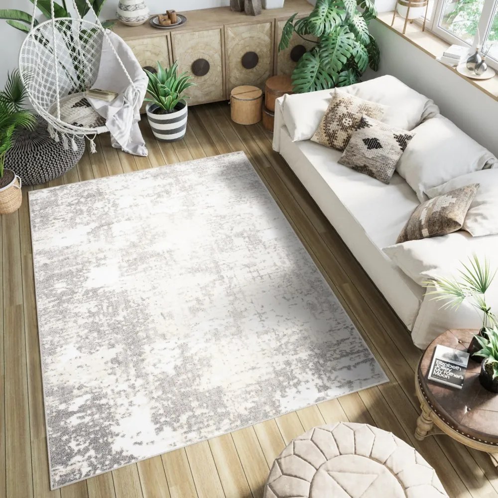 Tappeto di design color crema con motivo astratto grigio Larghezza: 80 cm | Lunghezza: 150 cm