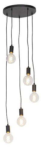 Lampada a sospensione moderna nera 35 cm 5 luci - Facil