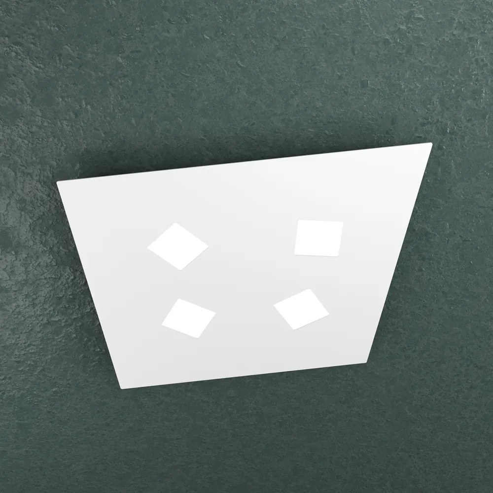 Plafoniera Moderna Note Metallo Bianco 4 Luci Gx53 55Cm