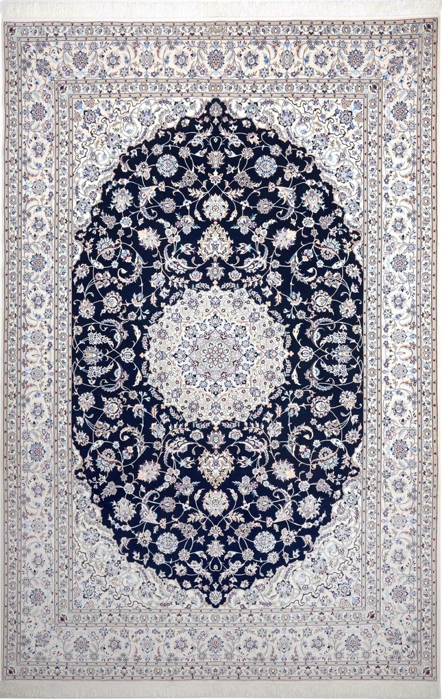 Nain Tappeto 210 x 310 Blu (Iran) Annodato A Mano