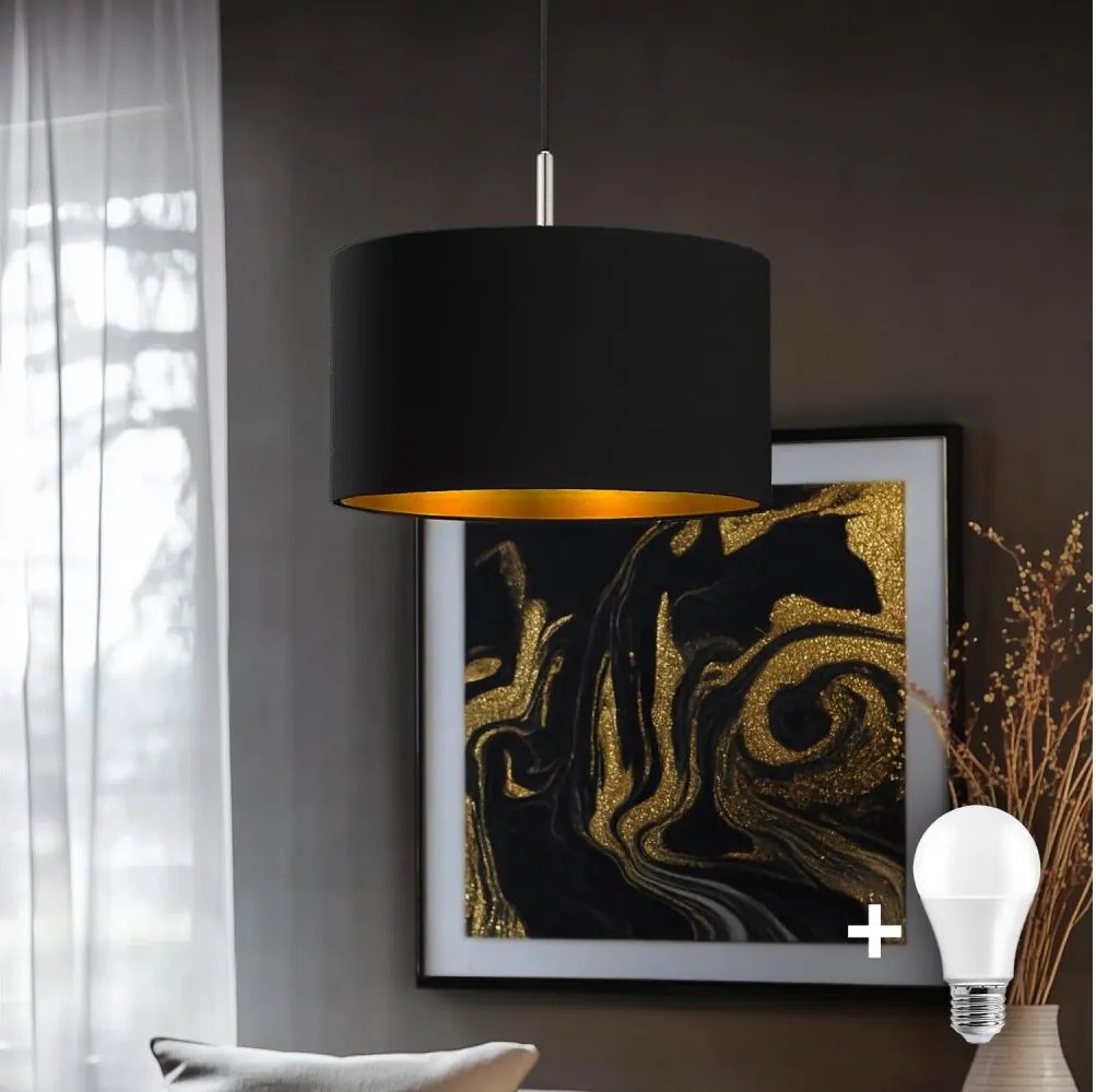 Eglo - Lampadario LED a sospensione su cavo TUNJA, 1xE27/60W/230V, nero