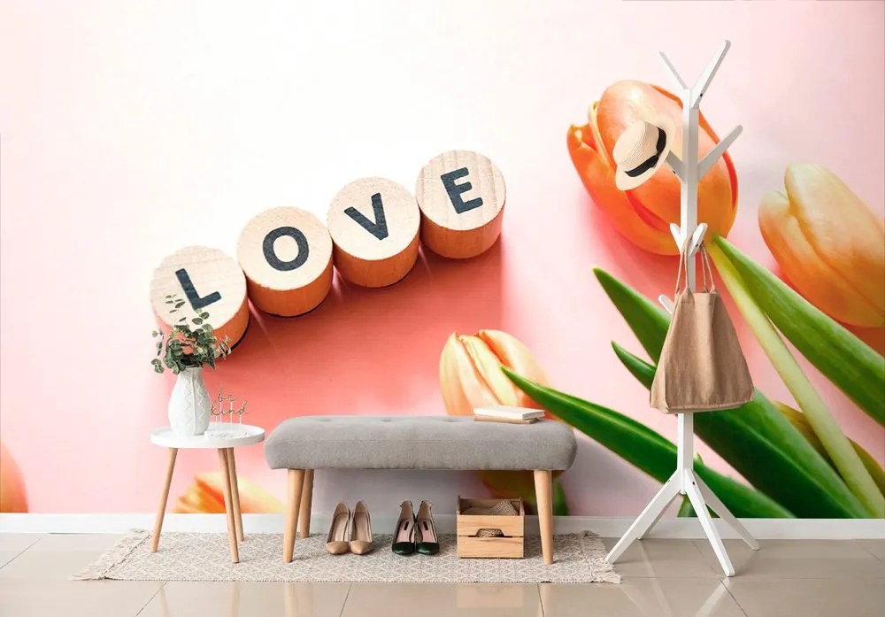 Carta da parati – Cubi con scritta Love