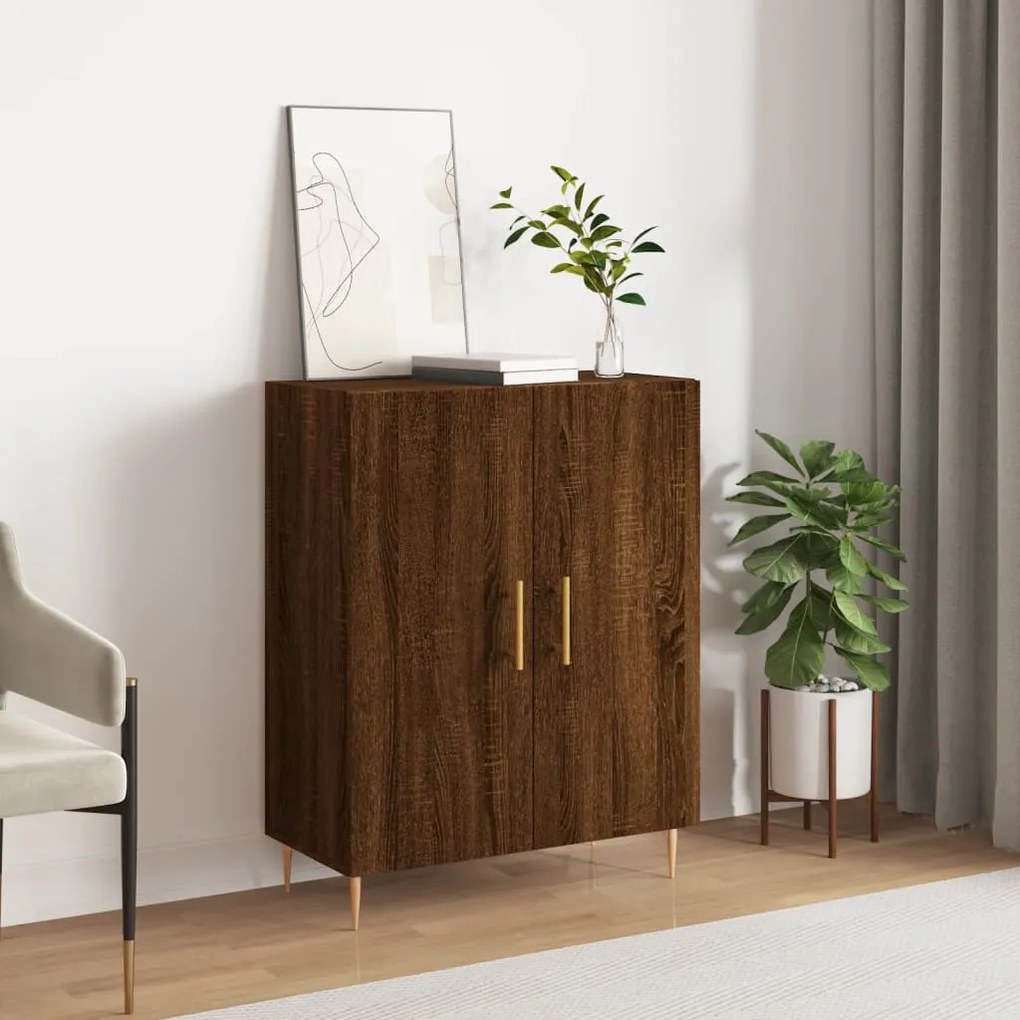 Credenza rovere marrone 69,5x34x90 cm in legno multistrato