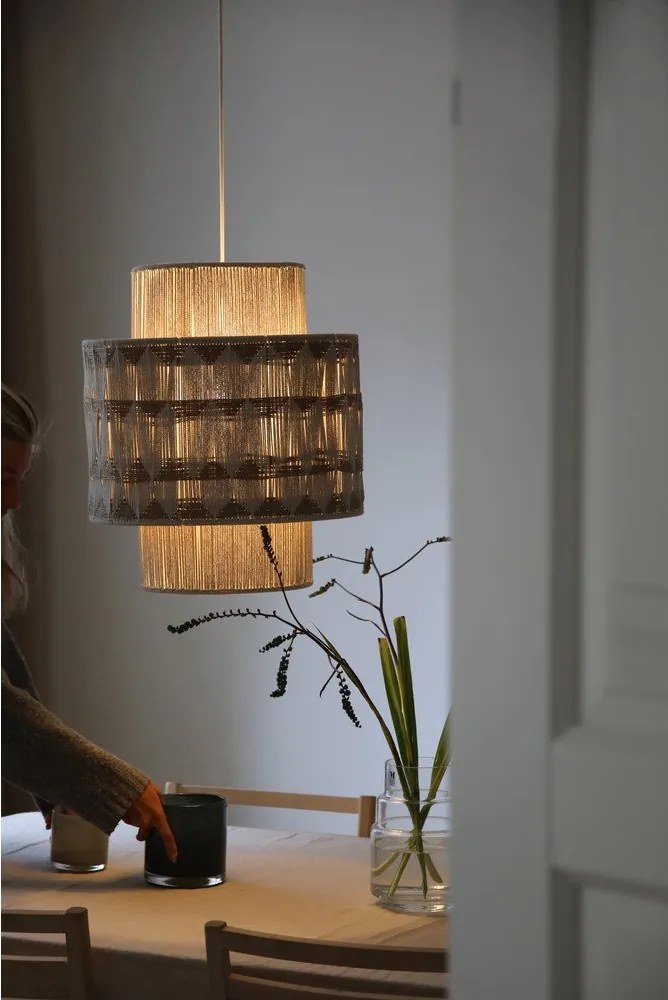 Lampadario di colore naturale con paralume in tessuto e con paralume in iuta ø 45 cm Ano – Markslöjd