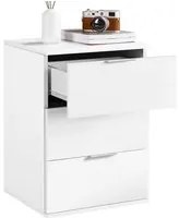 Comodino Mobiletto Cassettiera 3 Cassetti Design Moderno in legno MDF Bianco