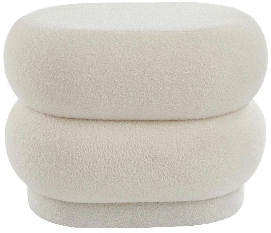 Pouf in Tessuto bouclette Bianco - LECINIO