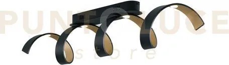Plafoniera led helix spirale nera e oro 20w 1680lm 3000k 80x18cm