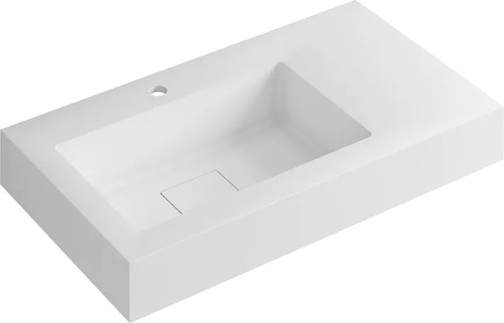 Lavabo a incasso rettangolare vasca a sinistra L 120.5 x H 15 x P 46 cm in resina bianco opaco