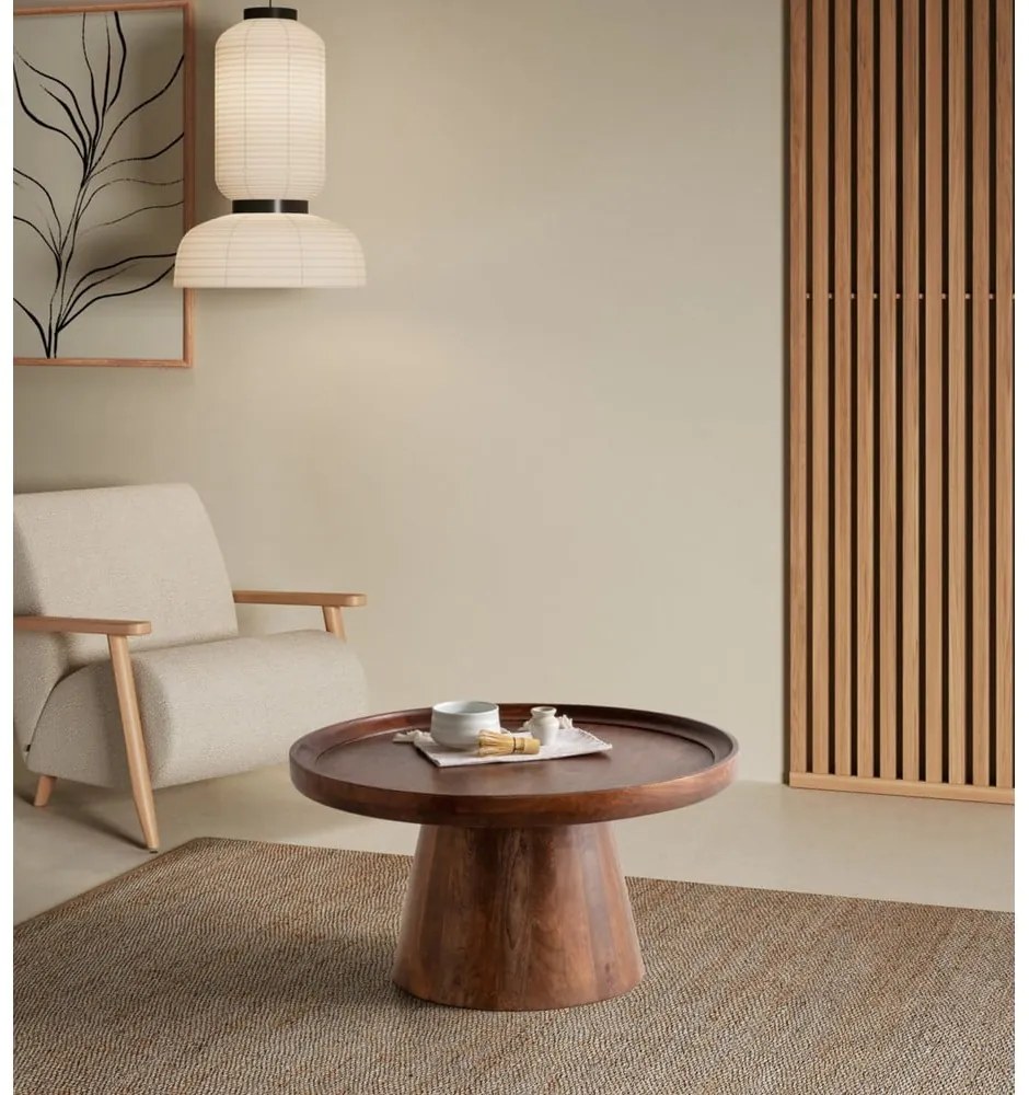 Tavolino da salotto rotondo marrone scuro in mango massiccio ø 80 cm Rose – MOME