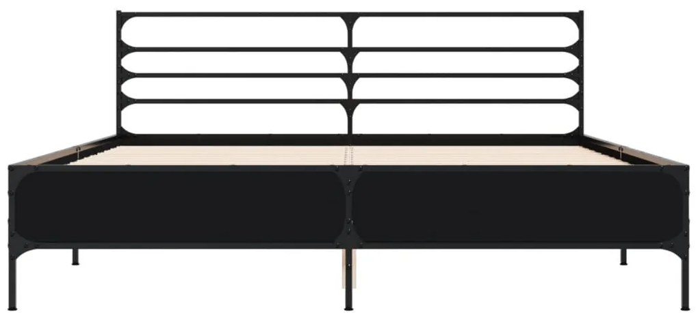Giroletto nero 160x200 cm in legno multistrato e metallo