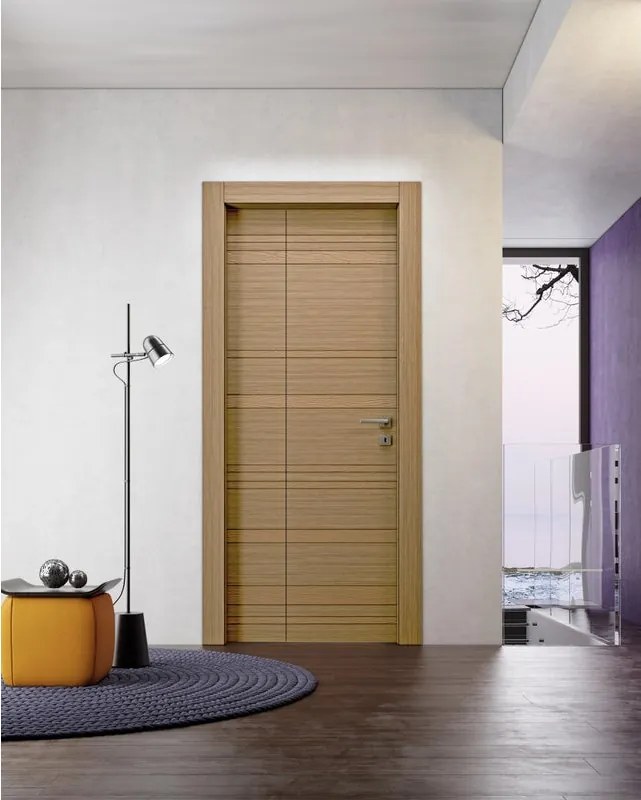 Porta interna pieghevole a libro asimmetrica Incanto F in legno colore rovere, L 60 x H 210 cm, apertura a sinistra