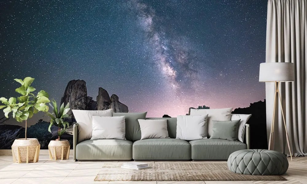 Carta da parati – Cielo stellato sopra le rocce