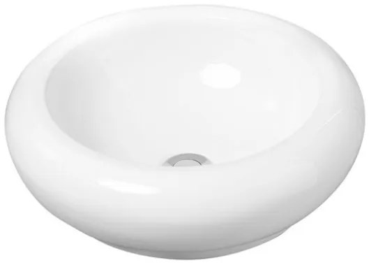 Lavabo Da Appoggio Tondo 44 Cm Vaschetta in Ceramica Bianco Senza Foro