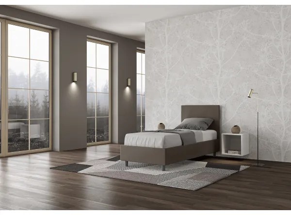 Letto singolo contenitore imbottito 80x200 similpelle cappuccino Adele
