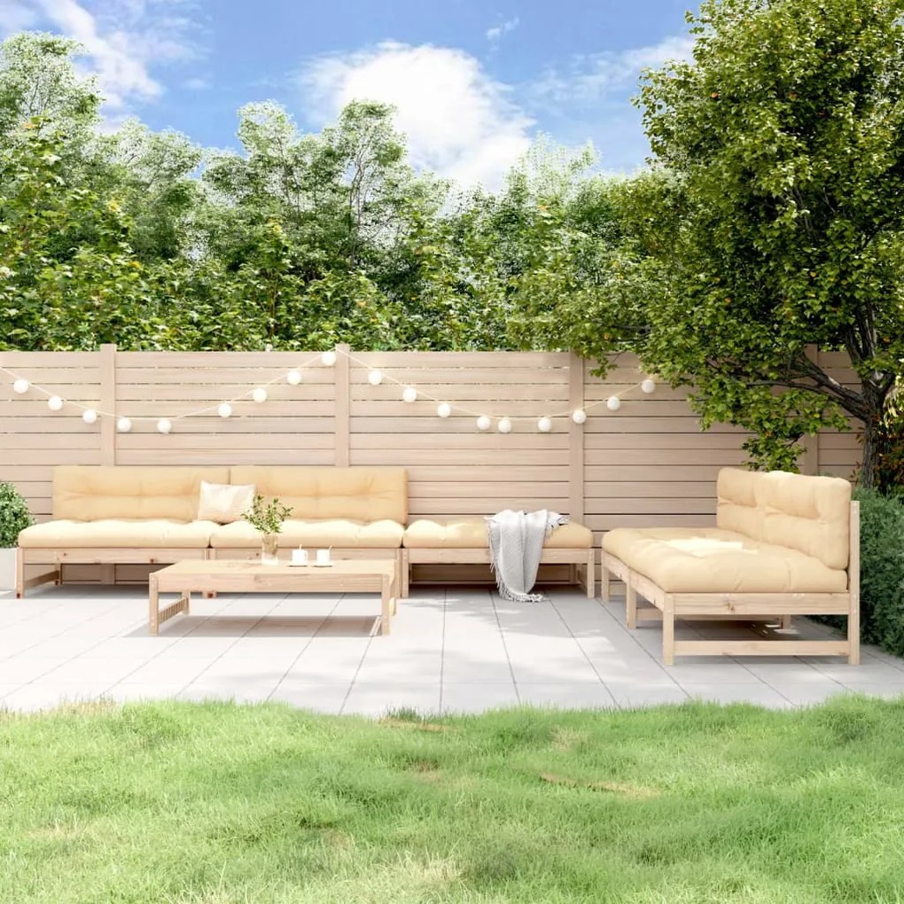 Set salotto da giardino 6 pz in legno massello di pino