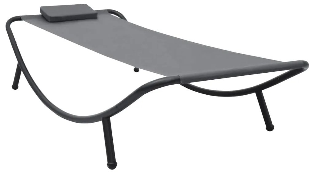 Lettino Da Giardino Grigio 200x90 Cm İn Acciaio /