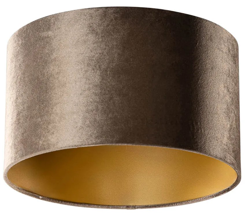 Paralume in velluto marrone con interno oro 35/35/20