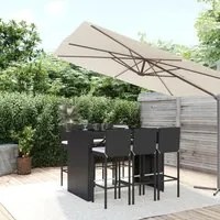 Set Bar da Giardino 7 pz con Cuscini in Polyrattan Nero 3187627