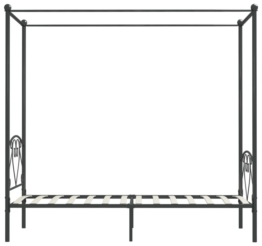 Letto a baldacchino grigio in metallo 120x200 cm