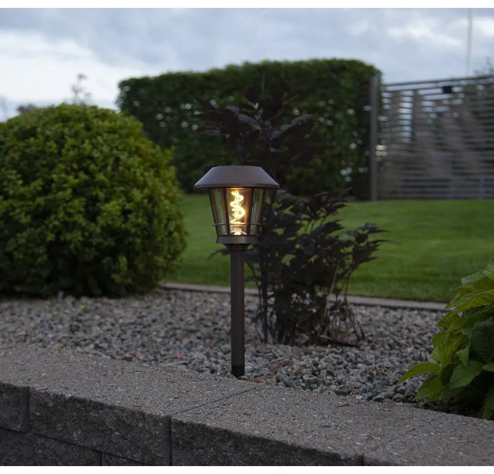 Apparecchio solare a LED per esterni di colore marrone, altezza 35 cm Fergus - Star Trading