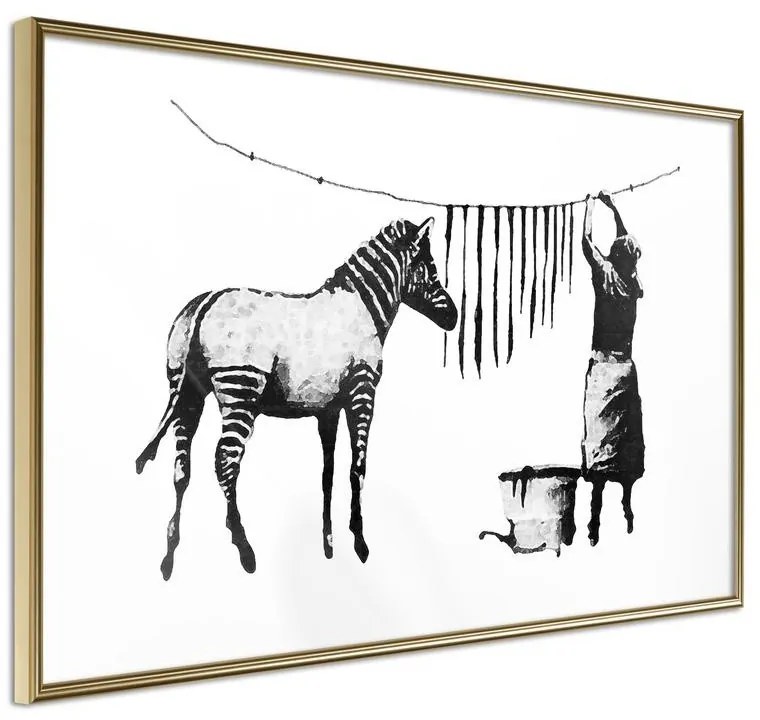 Poster  Banksy: Washing Zebra Stripes  Cornice Quadri Cornice d'oro, Larghezza x Altezza Home decor 30x20