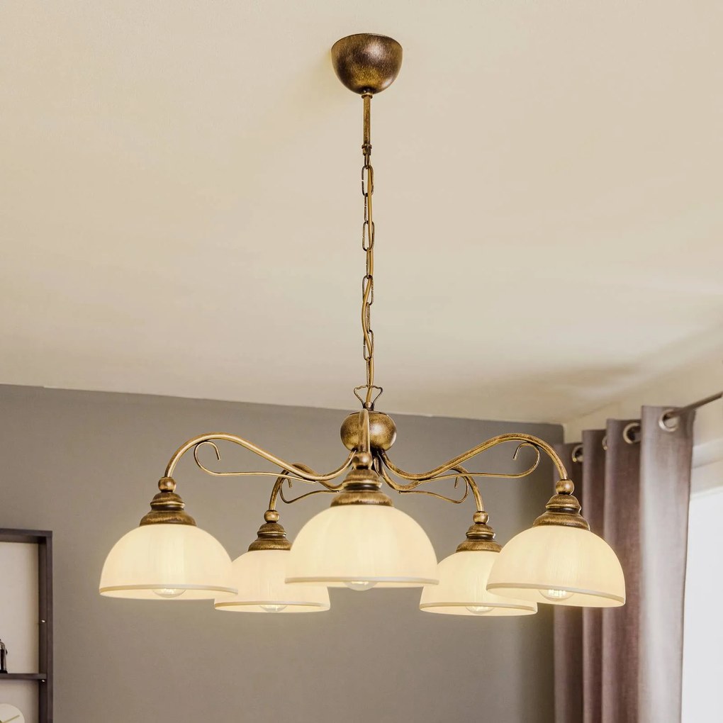 Lampada a sospensione Casale Jupiter, dimmerabile, Bronzo / Ottone antico, Soggiorno / Sala da pranzo, Metallo, Antico, Lampada a sospensione
