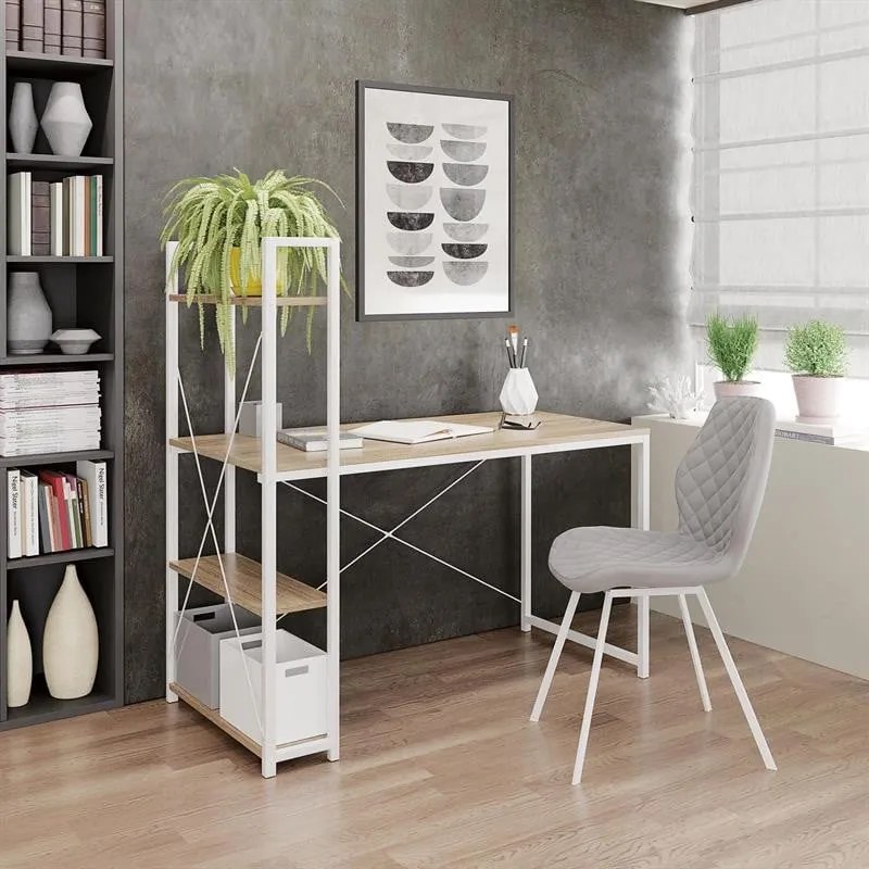 Scrivania Narvik B-1 in bianco - L120 x L64 x H120 cm