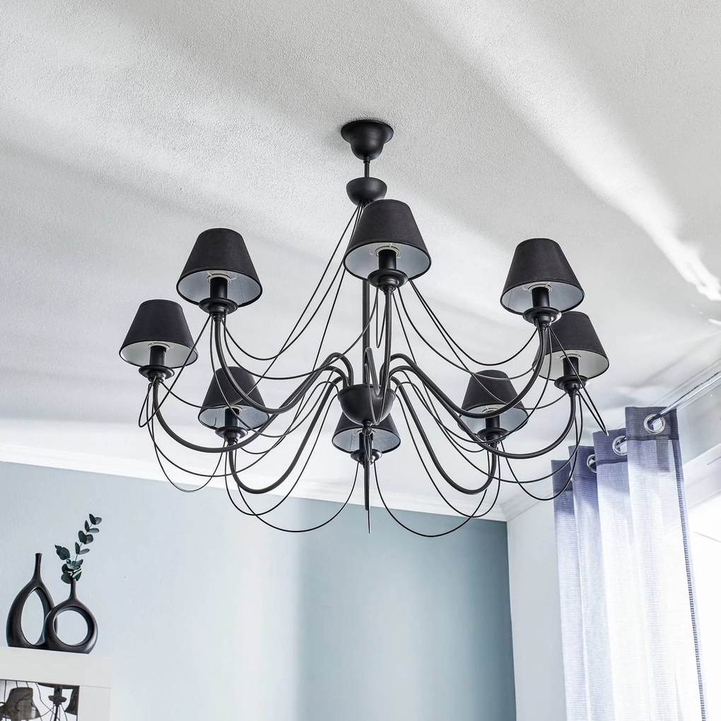 Lampadario a soffitto Bona Euluna, dimmerabile, Nero, Soggiorno / Sala da pranzo, Metallo, Lampadario