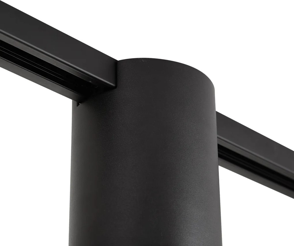 Sistema di illuminazione a binario moderno nero con 2 faretti monofase - Iconic Rondoo Up