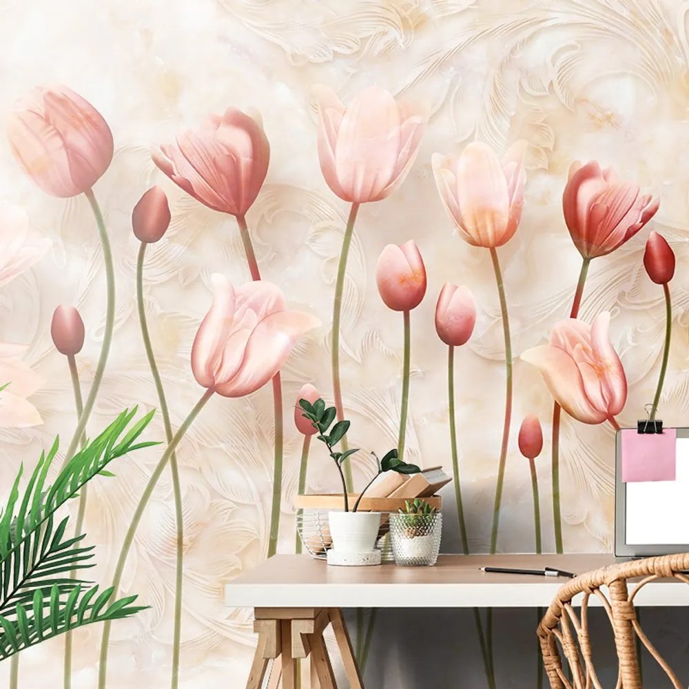 Carta da parati – Tulipani rosa antico