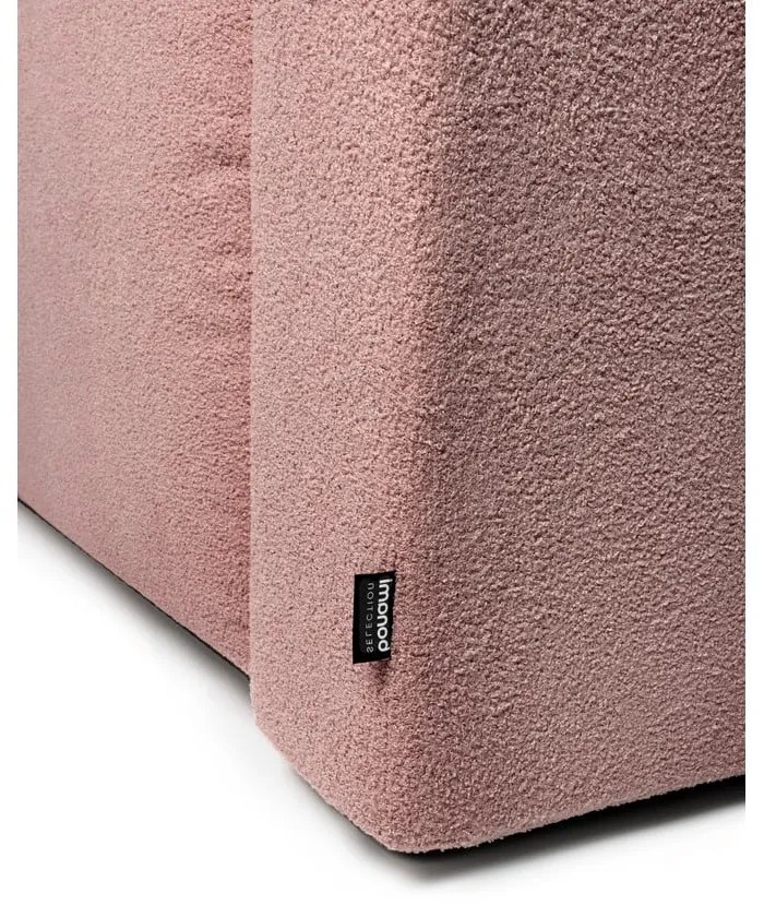 Divano angolare in rosa chiaro allungabile (con penisola a sinistra) con rivestimento in bouclé Quinoa – Bonami Selection