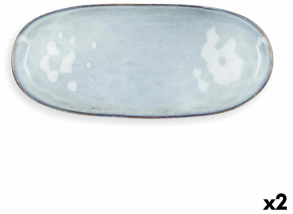 Teglia da Cucina Quid Boreal Ceramica Azzurro (36 x 16 cm) (Pack 2x)