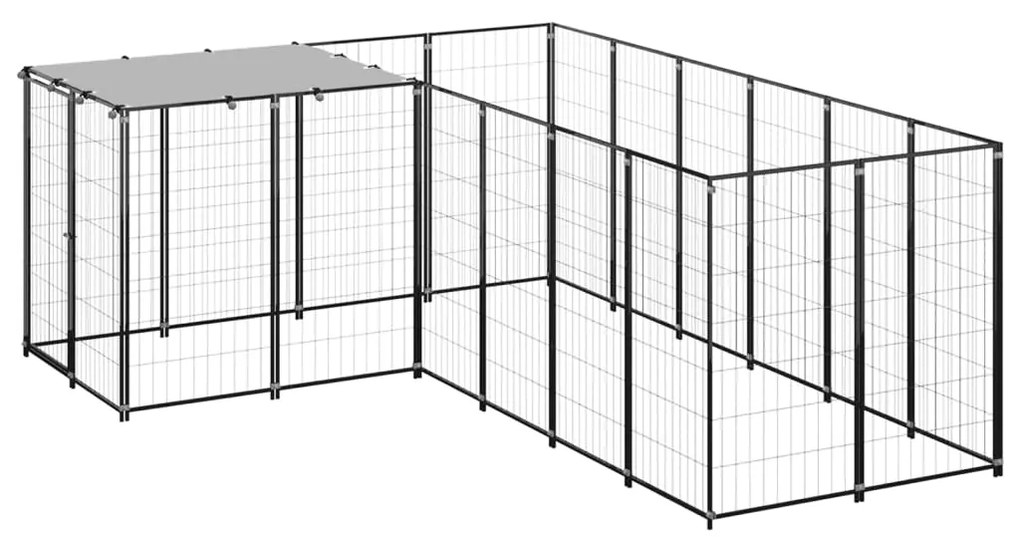 Gabbia per Cani Nera 4,84 m² in Acciaio