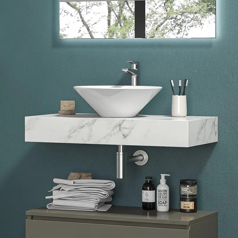 Composizione bagno con mobile a terra e mensolone 80cm | KAM-KK801 - KAMALU