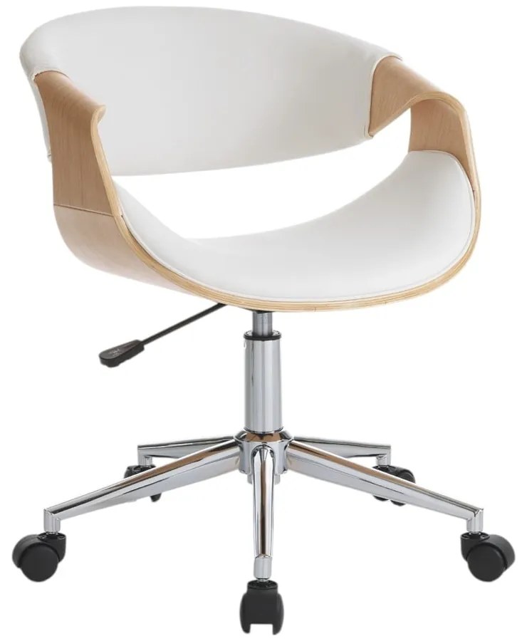 Sedia da ufficio bianca/di colore naturale in similpelle Visby – Tomasucci
