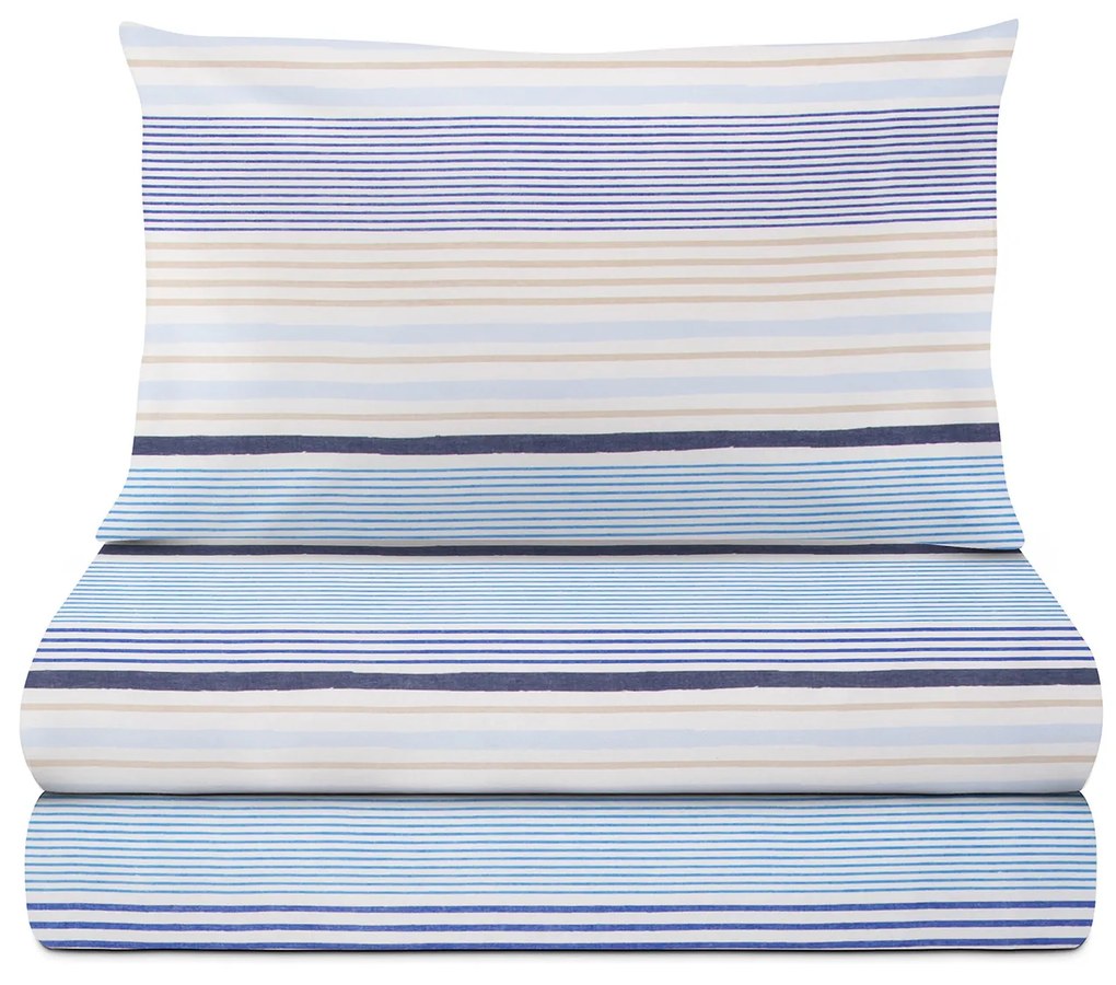 Completo letto singolo righe blu azzurre