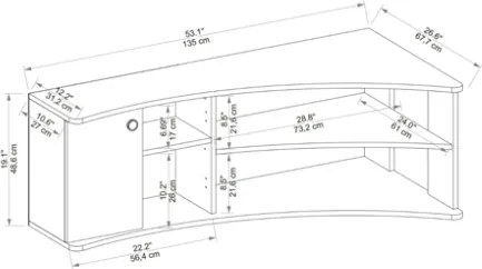 Mobile TV Ad Angolo Design Curvo Con 2 Ante Doris Rovere E Bianco