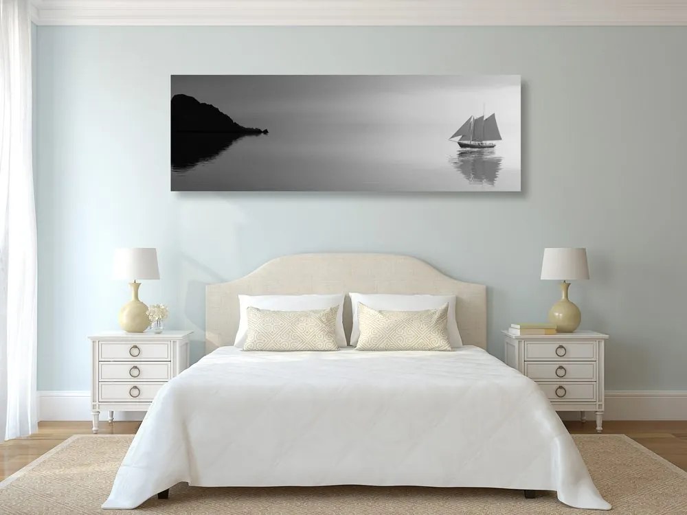 Quadro su tela – Barca a vela in bianco e nero