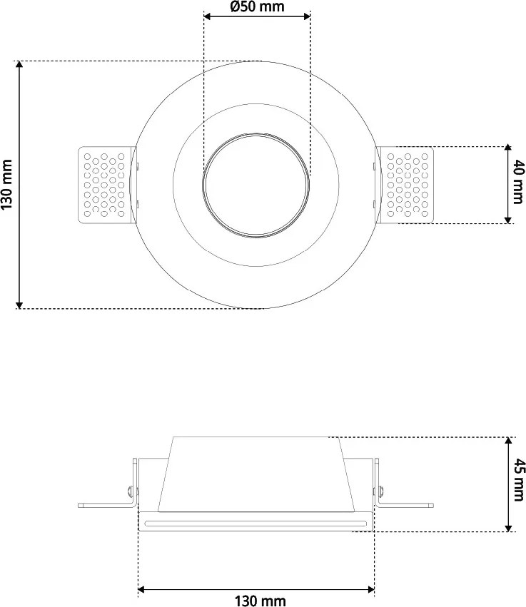 Portafaretto Rotondo Ø130x45mm GU10 in Gesso Pitturabile