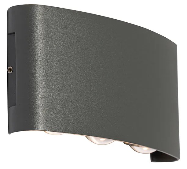 Lampada da parete per esterni grigio scuro con LED 6 luci IP54 - Silly