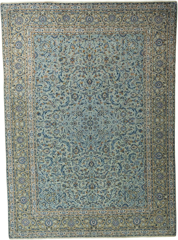 Kashan Tappeto persiano 430x310 Blu (Iran) Annodato A Mano