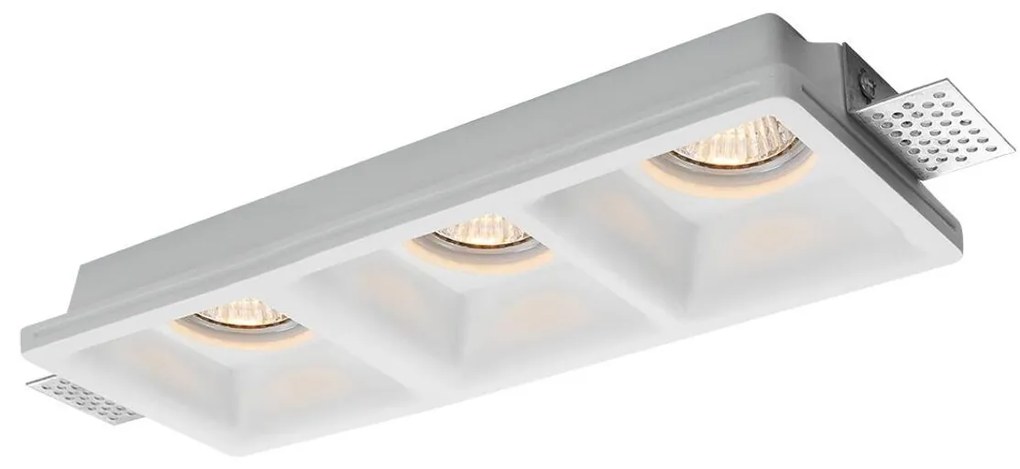 Portafaretto 3xGU10 o MR16 in Gesso Pitturabile Rettangolare 280x100mm