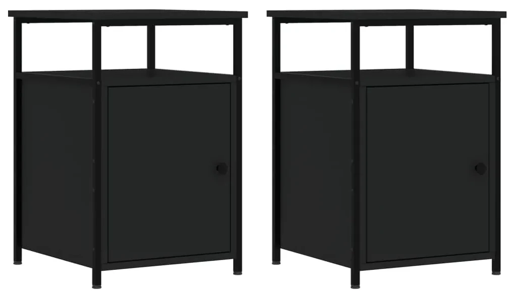 Comodini 2 pz neri 40x42x60 cm in legno multistrato