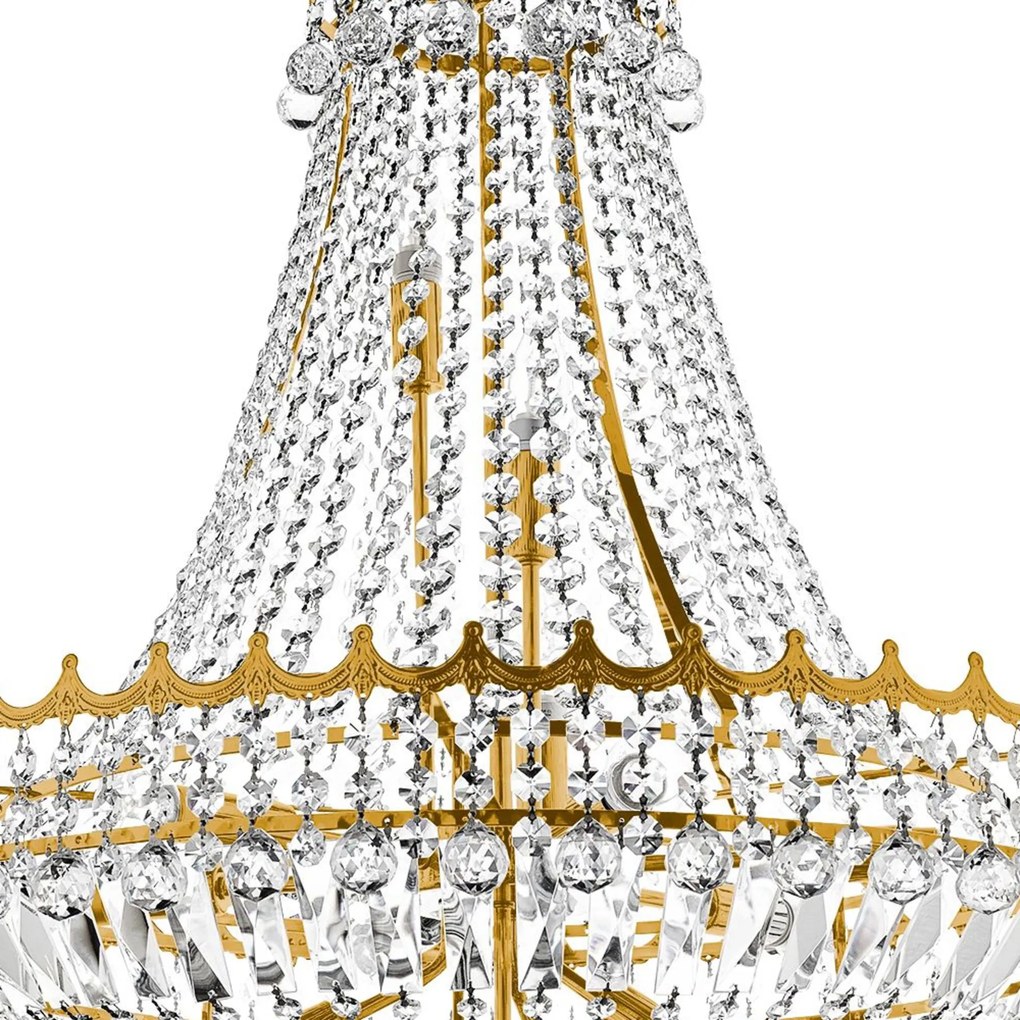 Lampadario Classico Versailles Acciaio Oro Vetro 13 Luci E14