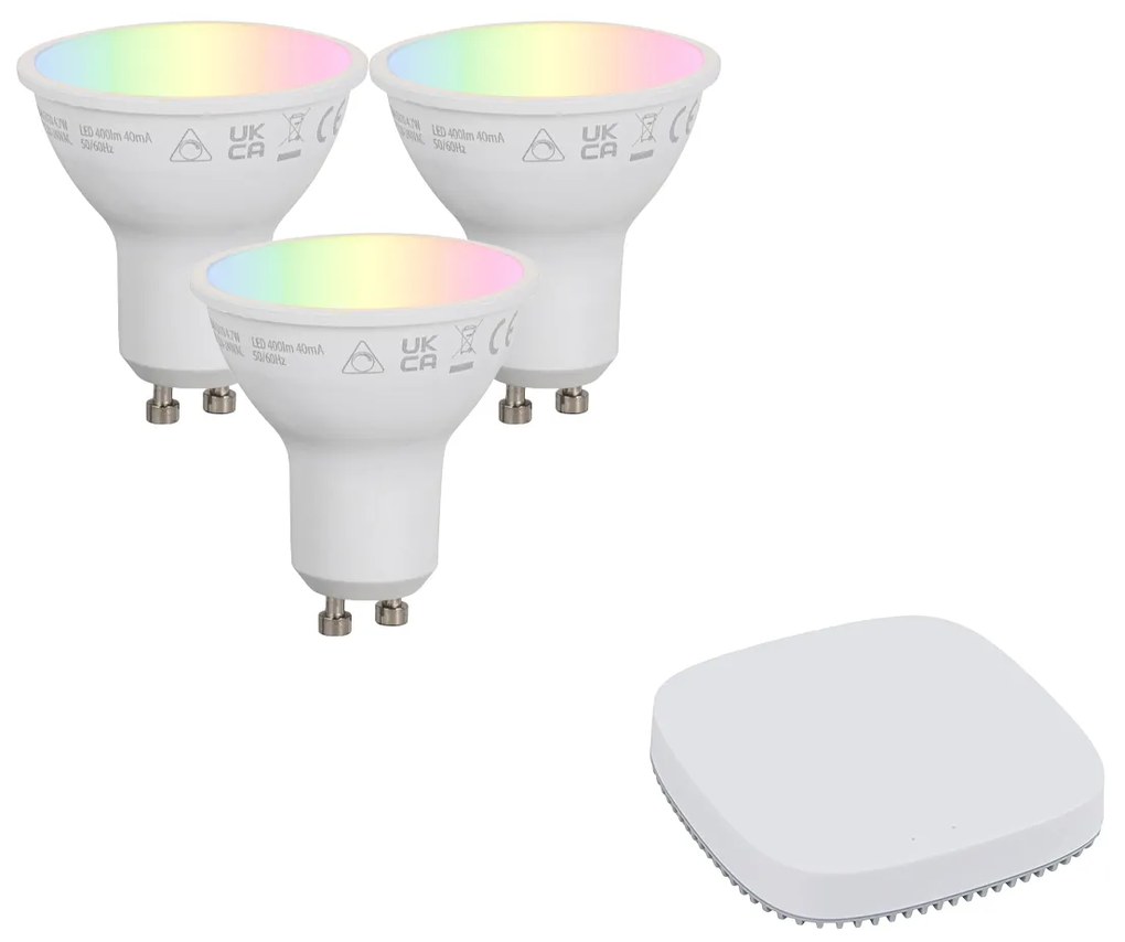 Set di lampadine LED smart GU10 dimmerabili 4,7W 400 lm 2700K-6500K incl. Zigbee Smart Hub