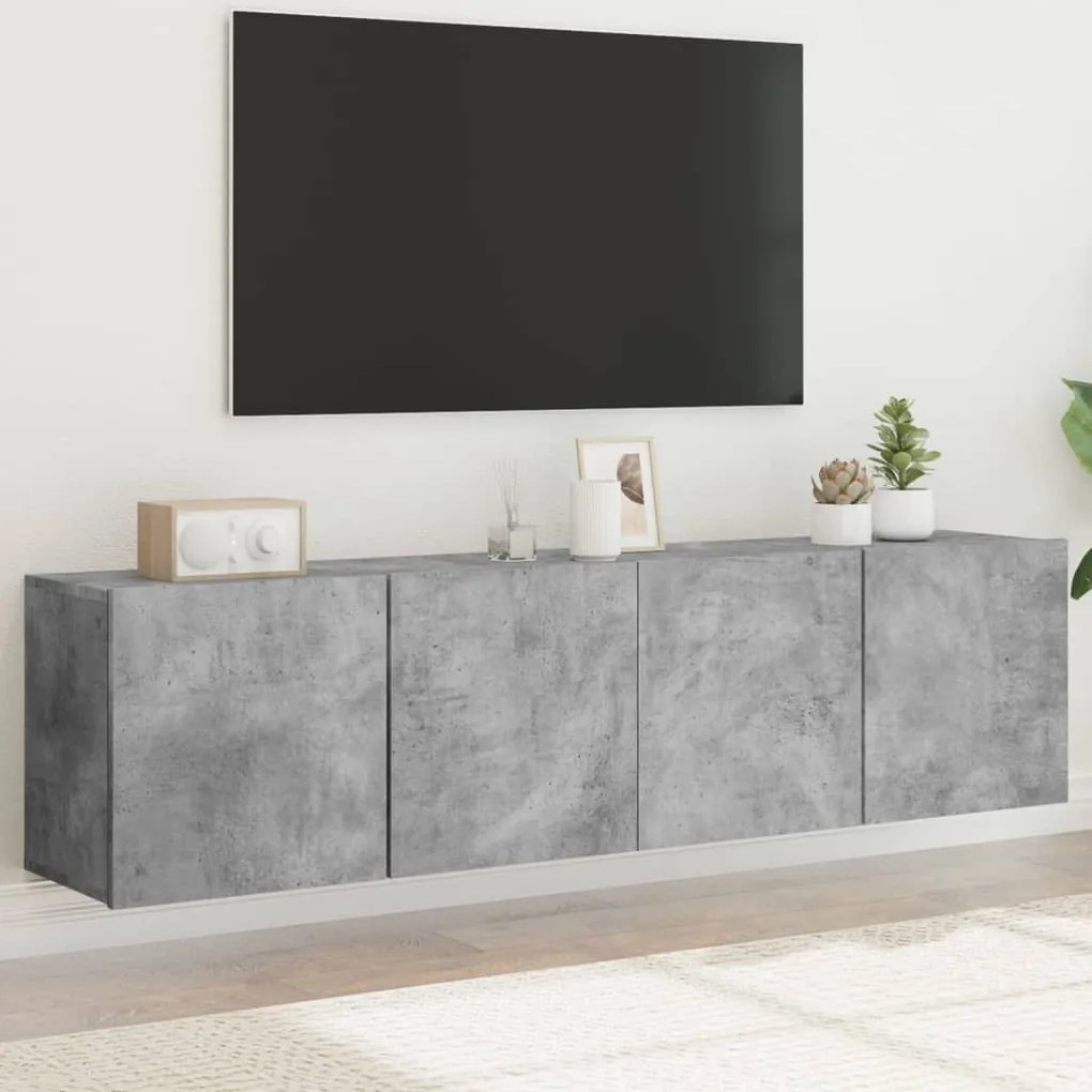 Mobili tv a parete 2pz grigio cemento 80x30x41 cm