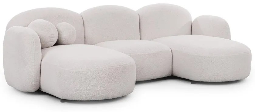 Divano angolare color crema (a U) con rivestimento in bouclé Orbit – Ropez