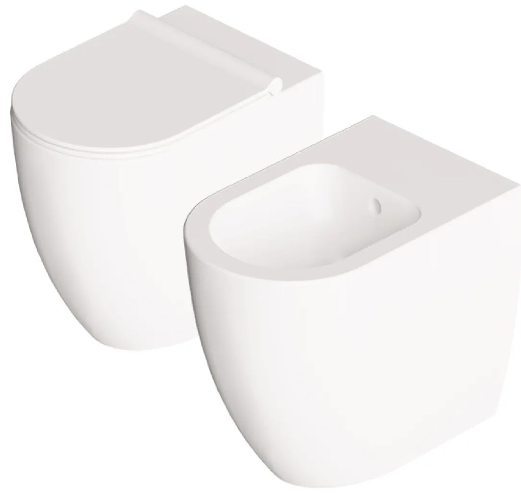 Coppia Di Sanitari a Terra Senza Brida Alice Ceramica "Form" Bianco Lucido