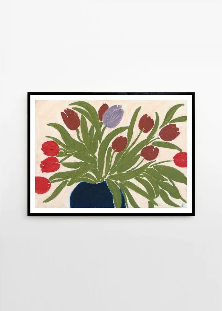 Poster 70x50 cm Tulips in a Blue Vase – Anine Cecilie Iversen – The Poster Club